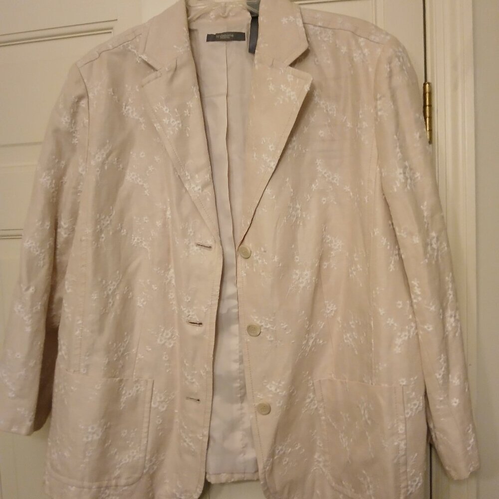 Liz Claiborne Women's Button Front Linen Blend Blazer In Large